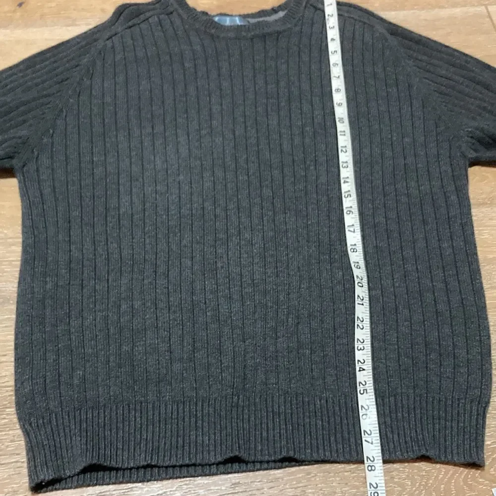 Oscar Dela Renta, gray ribbed cotton/acrylic, sweater size XXL